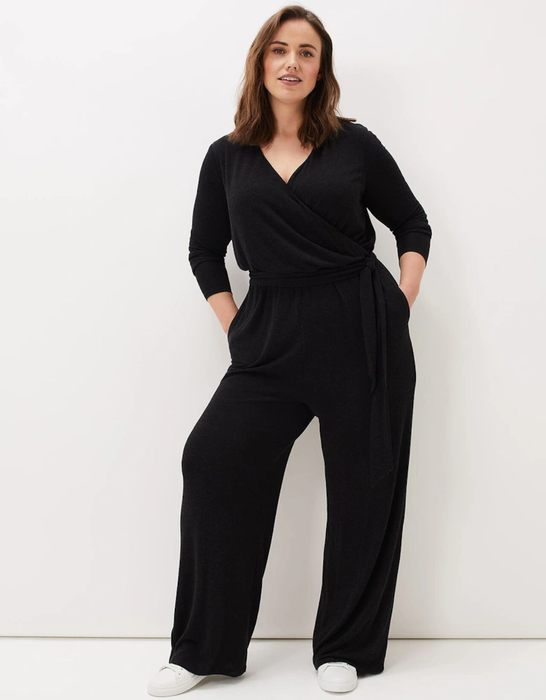 Zarra Wrap Wide Leg Jersey Jumpsuit