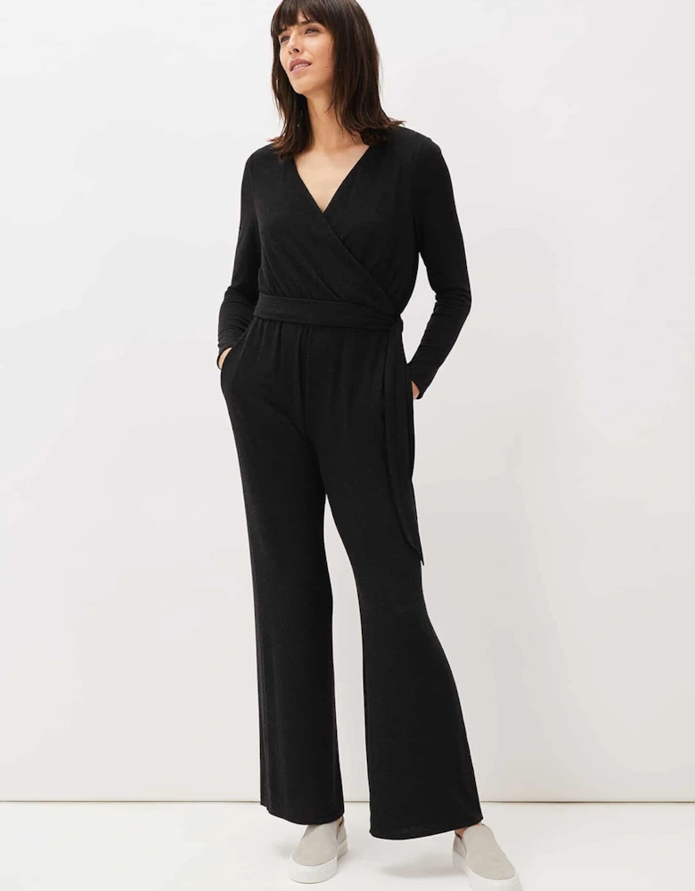 Zarra Wrap Wide Leg Jersey Jumpsuit