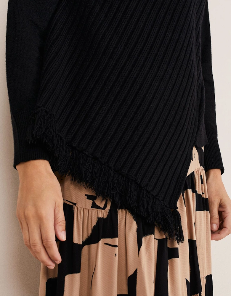 Darcy Cosy Asymmetric Fringe Knit