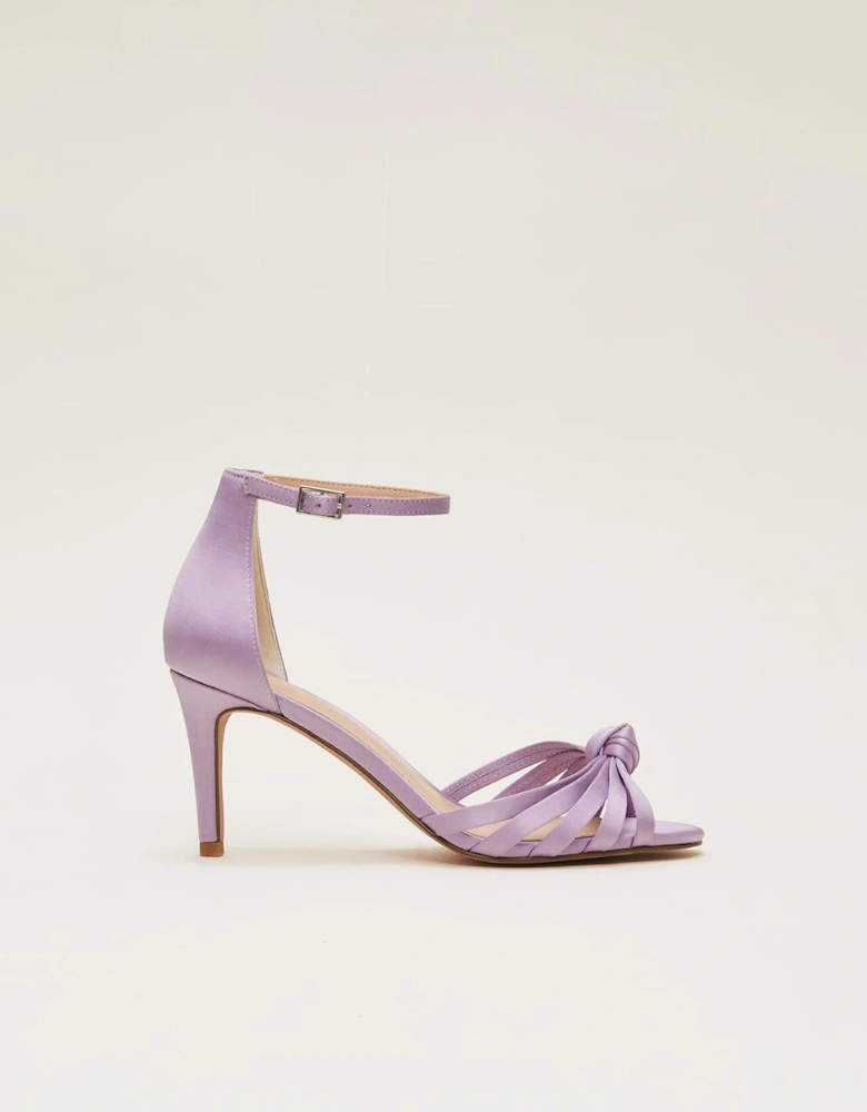 Purple Satin Open Toe Heels