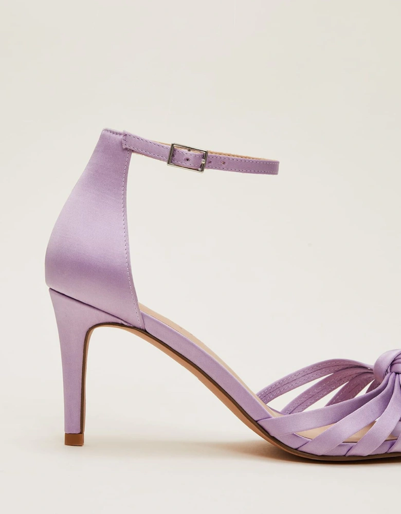 Purple Satin Open Toe Heels