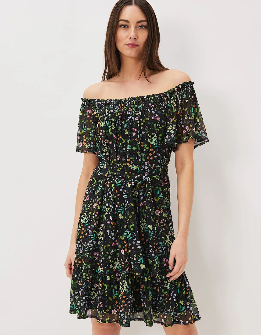 Zaylah Shirred Floral Mesh Dress, 6 of 5