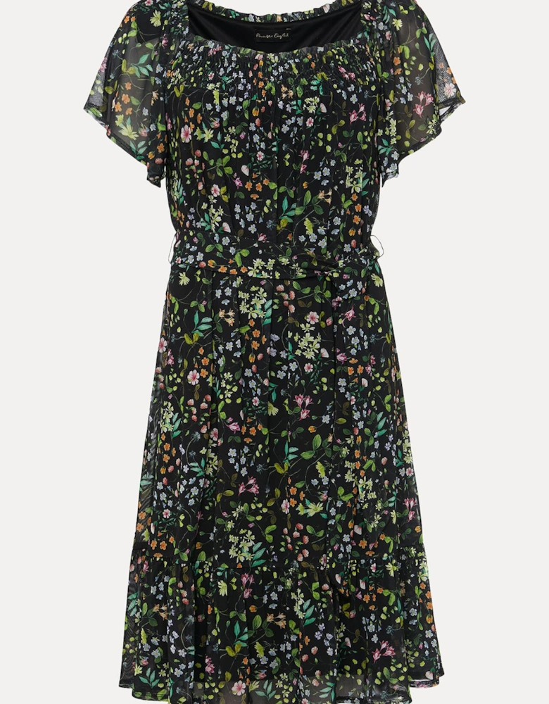 Zaylah Shirred Floral Mesh Dress