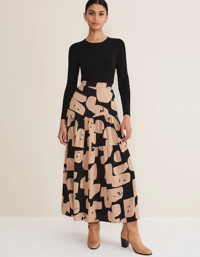 Luana Geo Print Midi Skirt