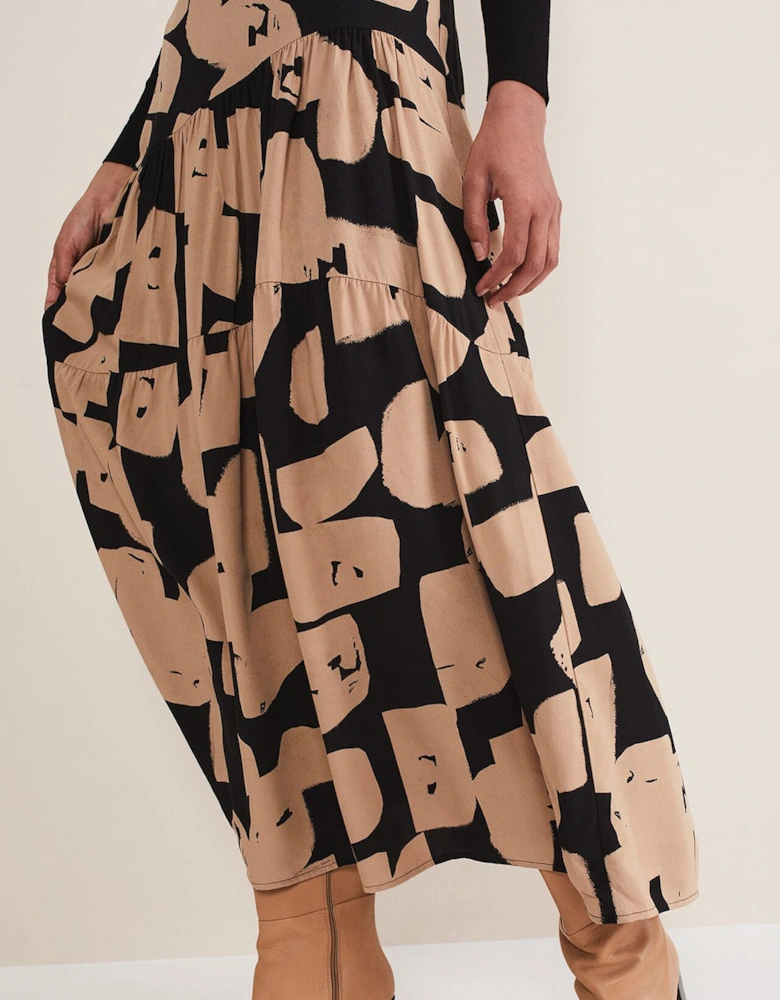 Luana Geo Print Midi Skirt