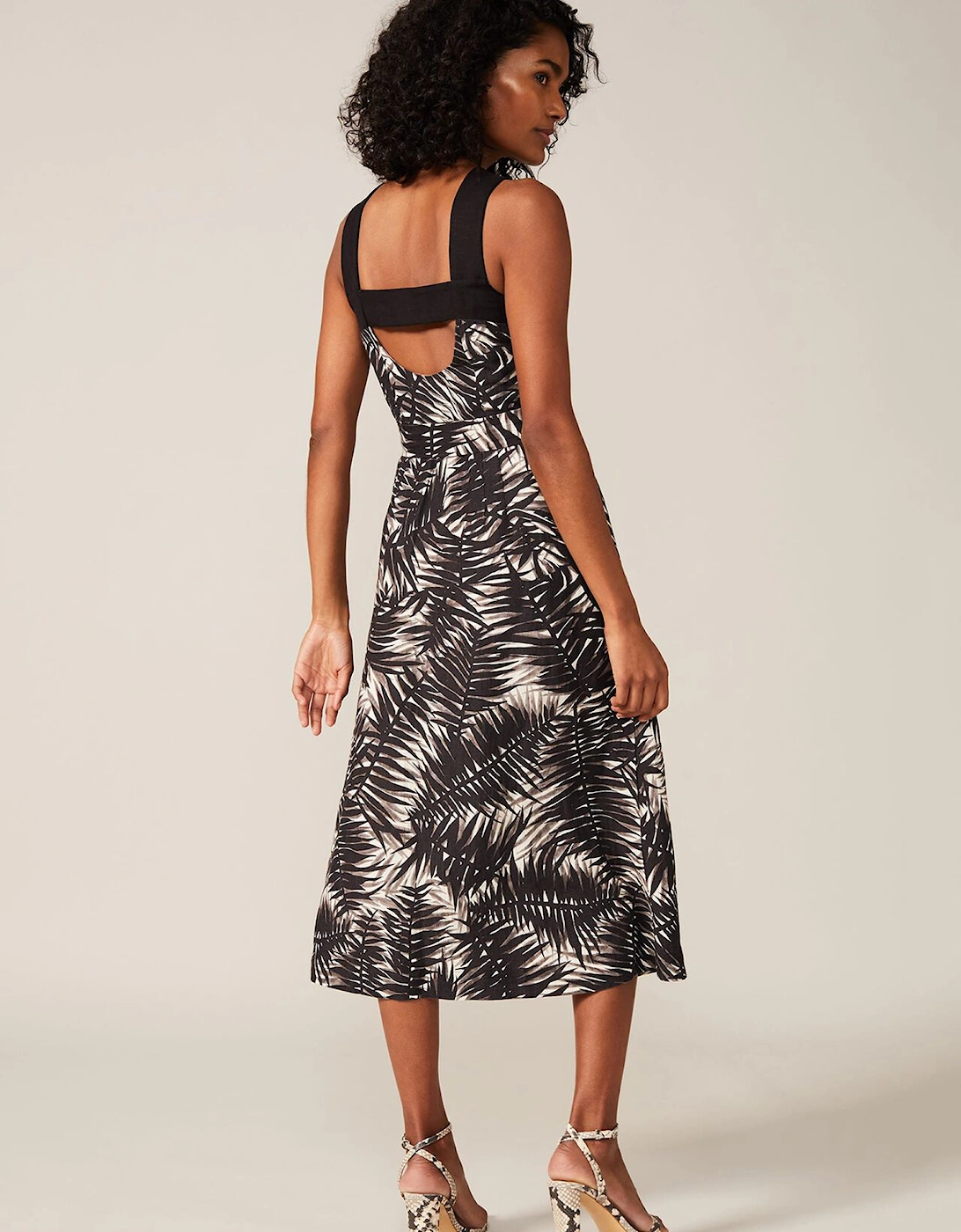 Patsy Palm Print Linen Dress