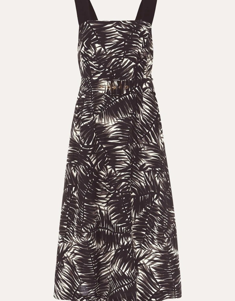 Patsy Palm Print Linen Dress