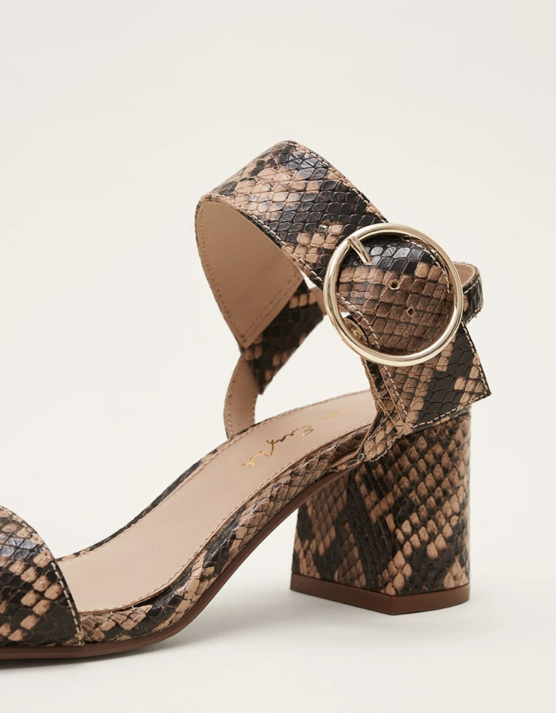 Snake Skin Leather Buckle Sandals