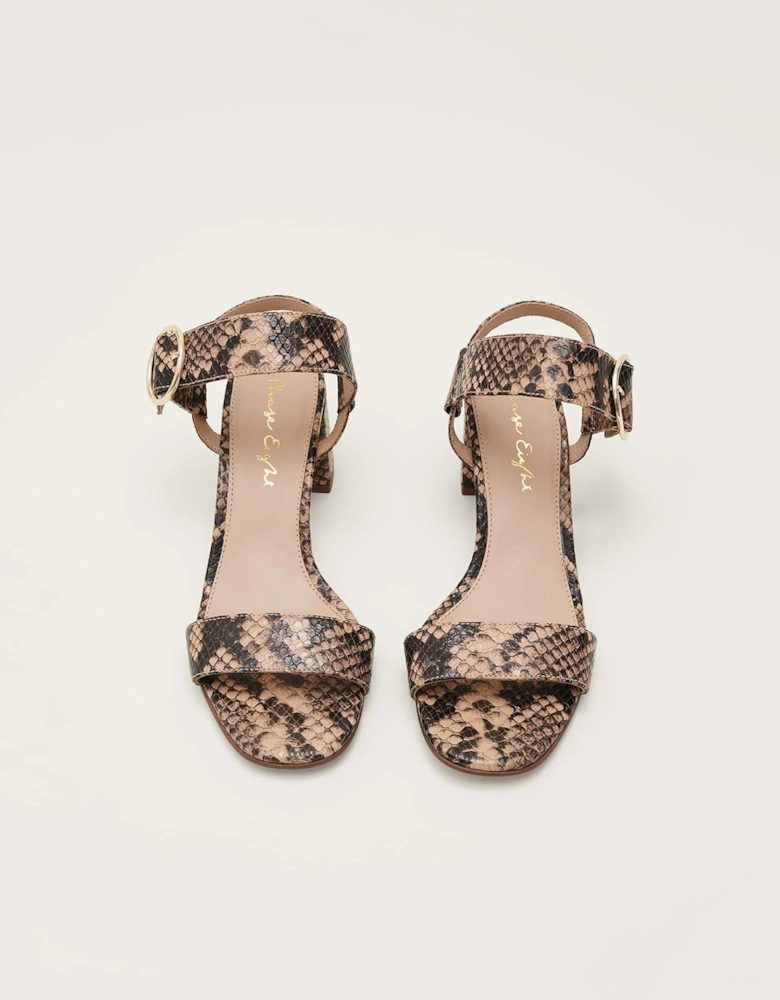 Snake Skin Leather Buckle Sandals