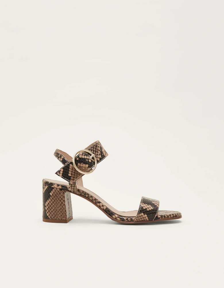 Snake Skin Leather Buckle Sandals