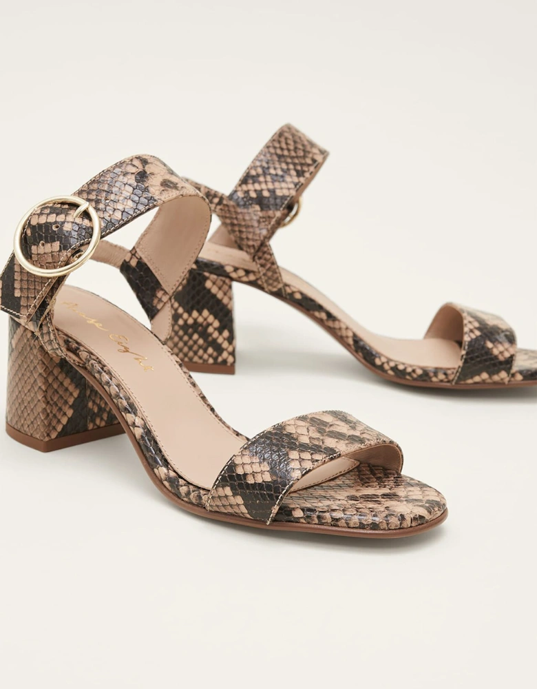 Snake Skin Leather Buckle Sandals