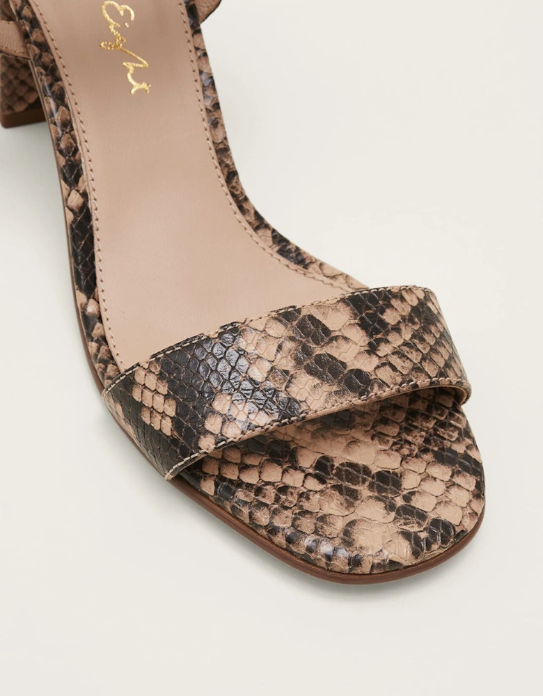 Snake Skin Leather Buckle Sandals