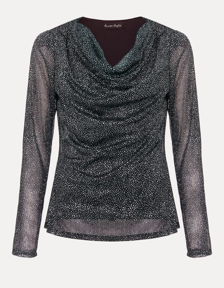 Sera Shimmer Cowl Neck Top