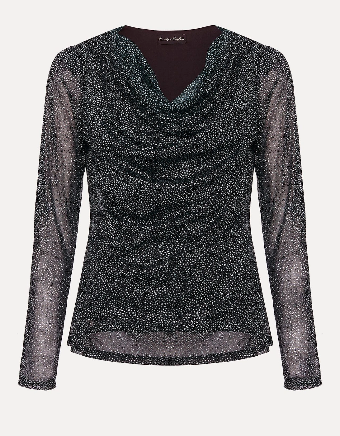 Sera Shimmer Cowl Neck Top