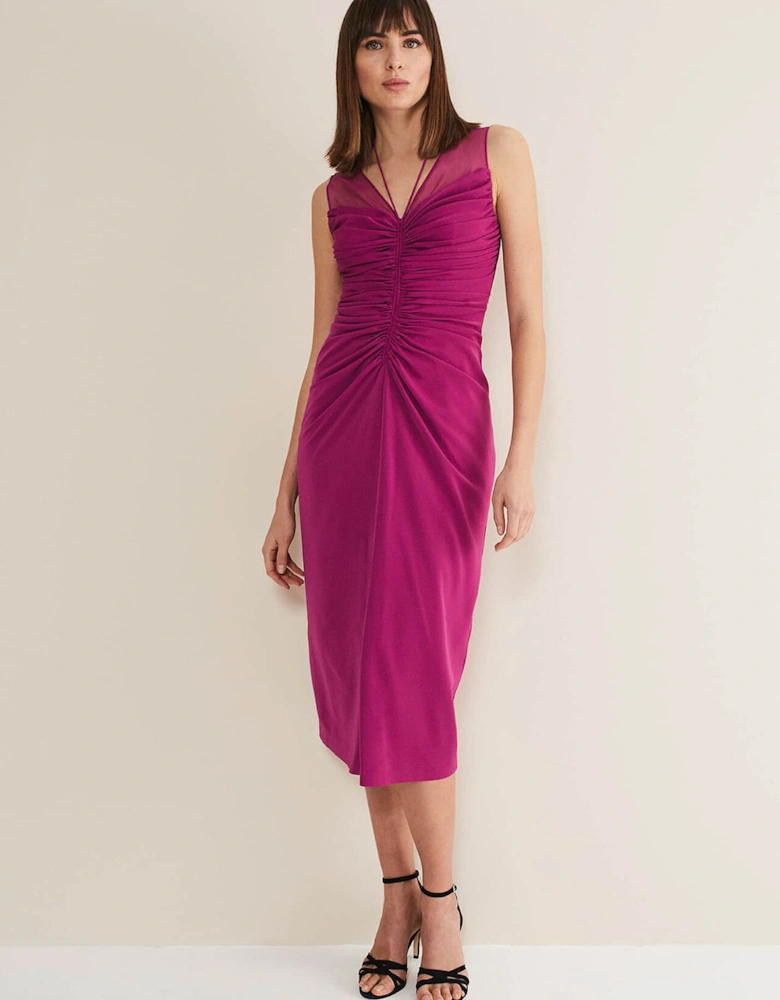 Leah Ruched Midi Dress