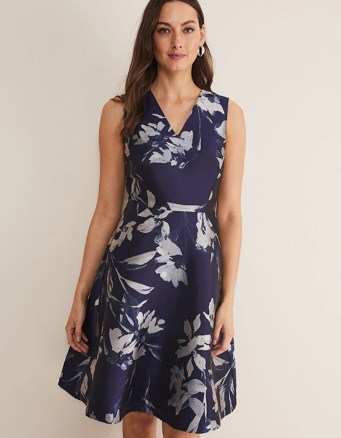 Cassy Jaquard Floral Midi Dress