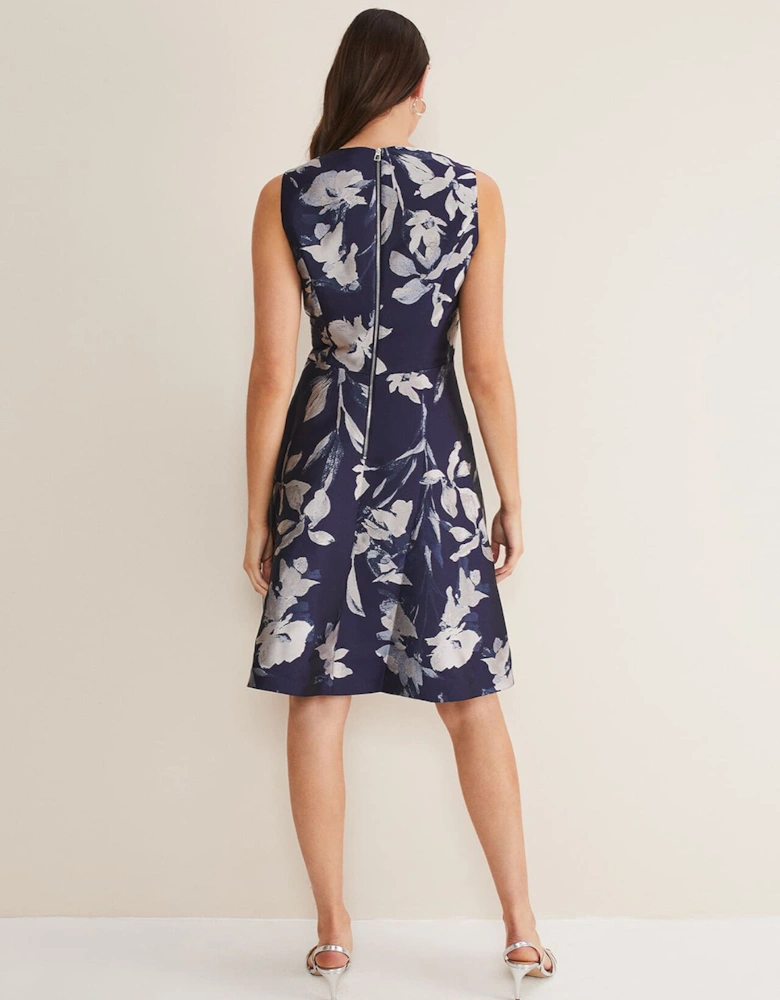 Cassy Jaquard Floral Midi Dress