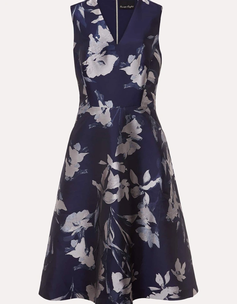 Cassy Jaquard Floral Midi Dress