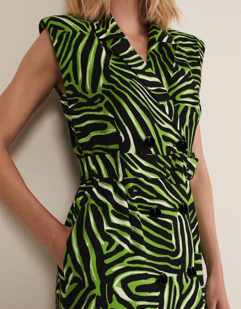 Trinny Zebra Print Trench Midi Dress