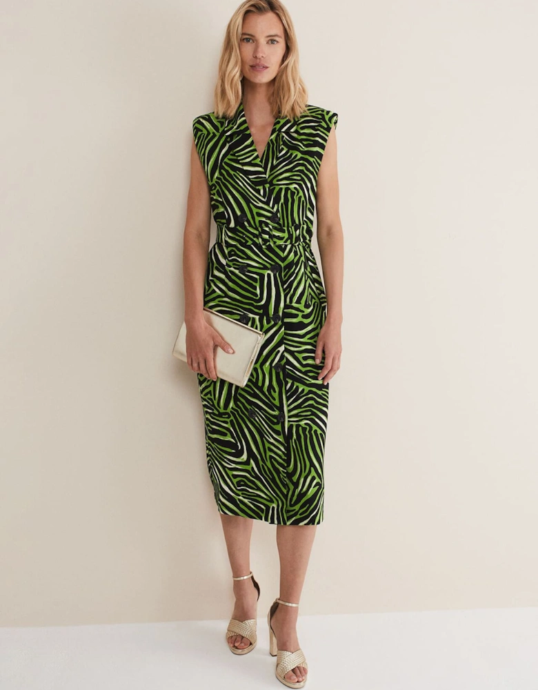 Trinny Zebra Print Trench Midi Dress