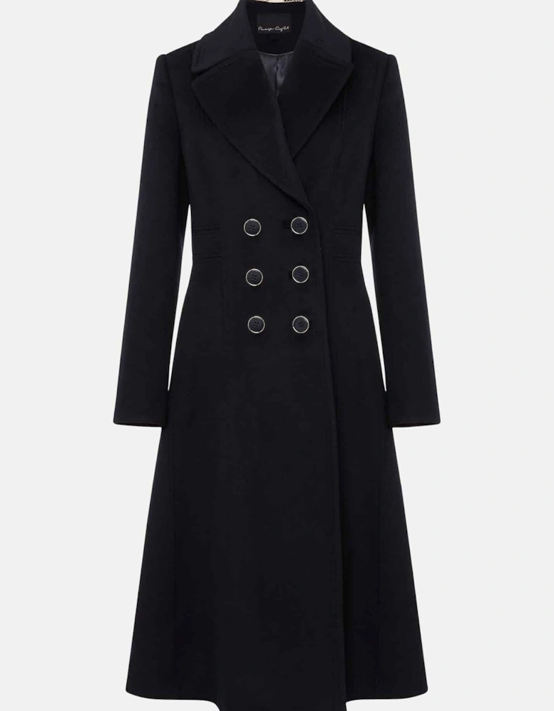 Sandra Wool Navy Long Smart Coat