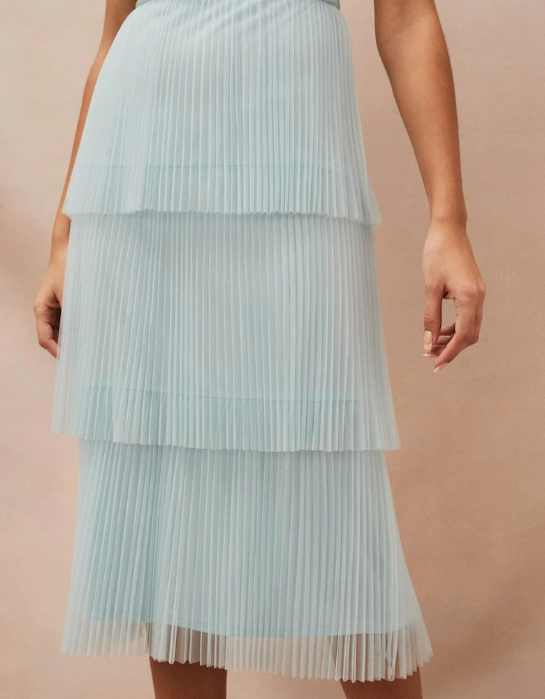 Kaia Pleated Tulle Midi Dress