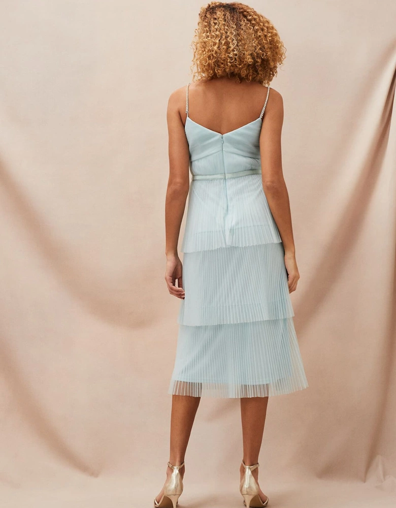 Kaia Pleated Tulle Midi Dress