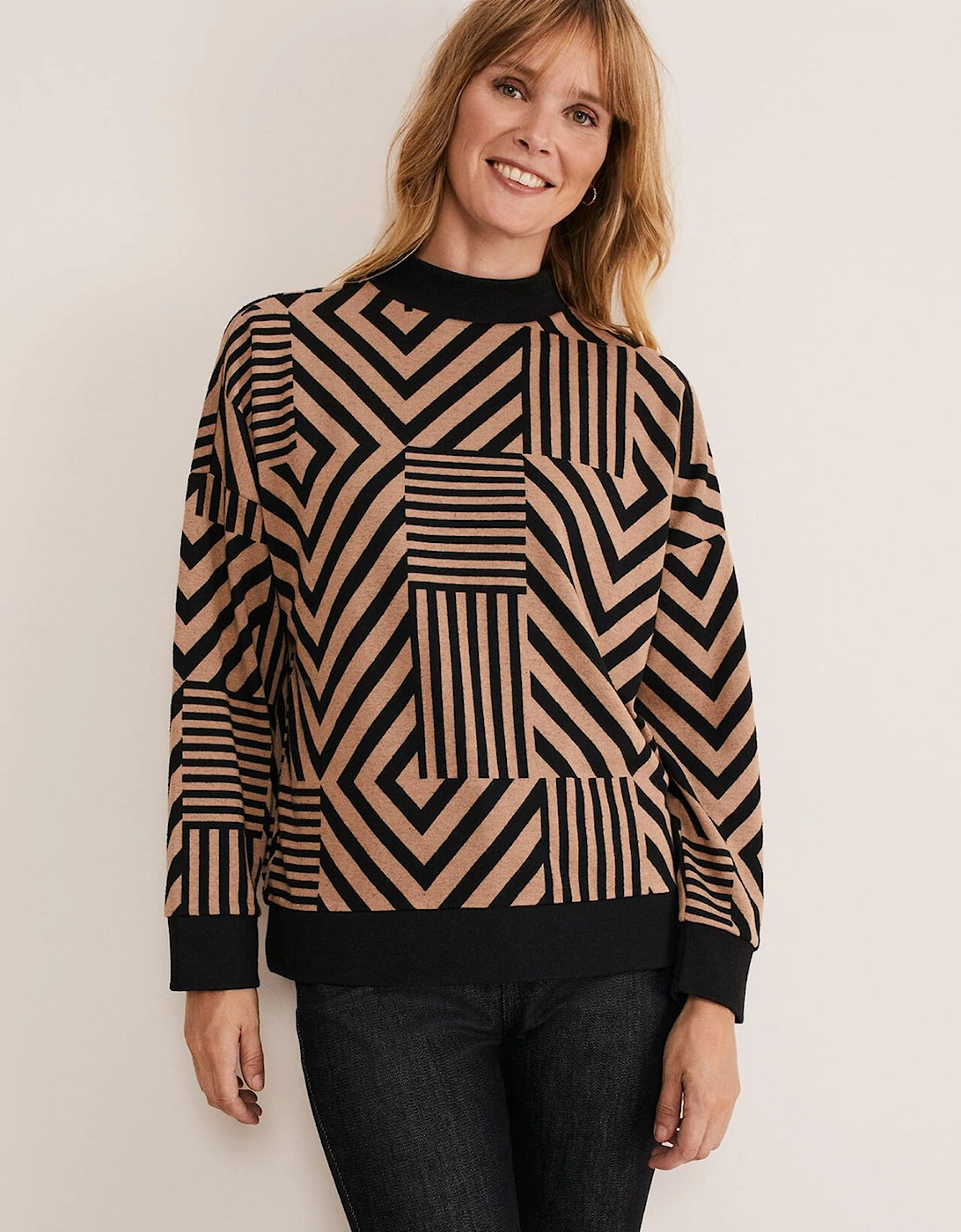 Renatta Patched Geo Jacquard Top