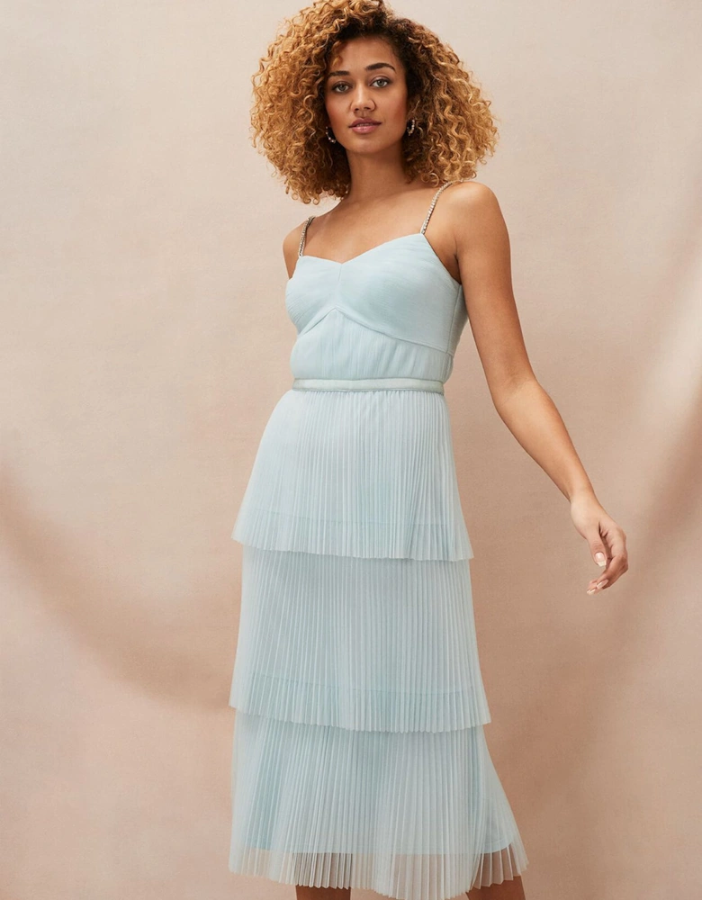 Kaia Pleated Tulle Midi Dress