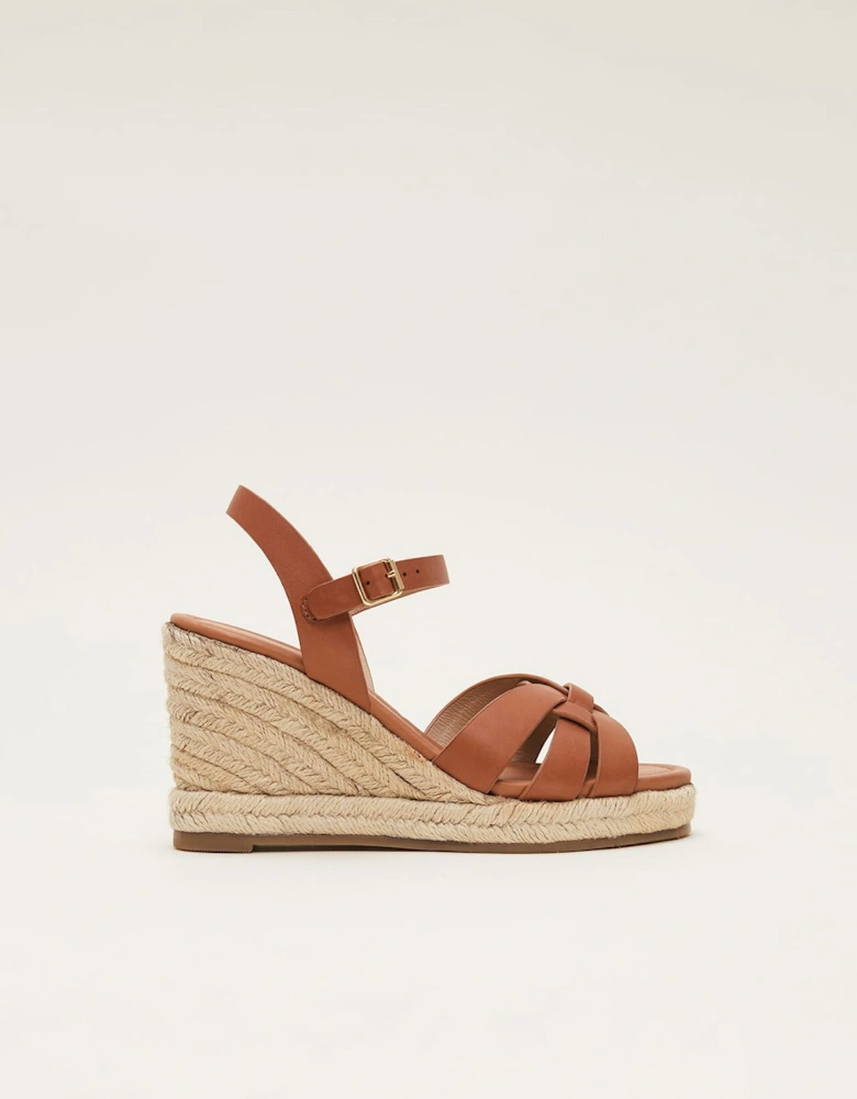 Leather Wedge Espadrilles