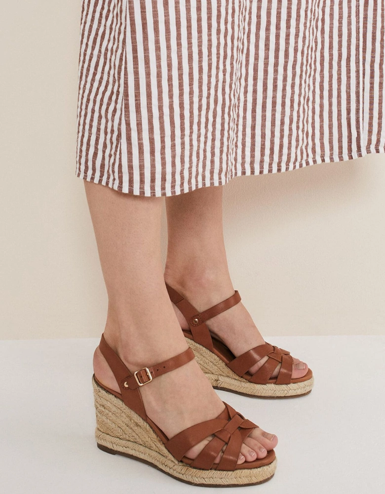 Leather Wedge Espadrilles