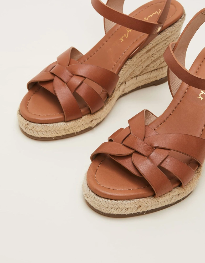 Leather Wedge Espadrilles