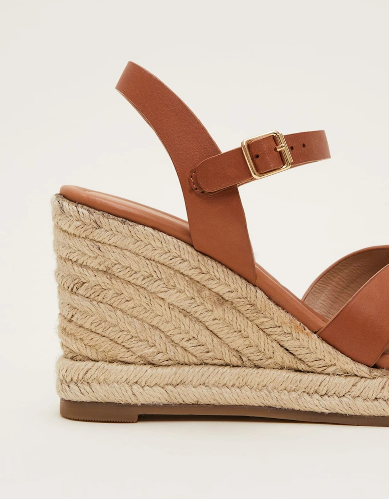 Leather Wedge Espadrilles