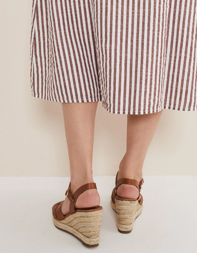 Leather Wedge Espadrilles