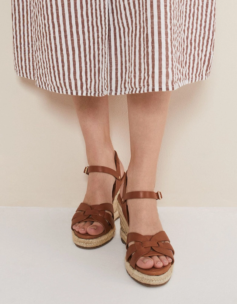 Leather Wedge Espadrilles