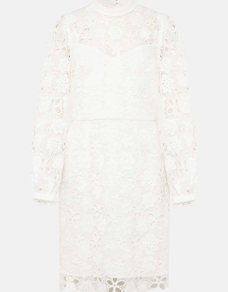 Doris Guipure Lace Highneck Dress