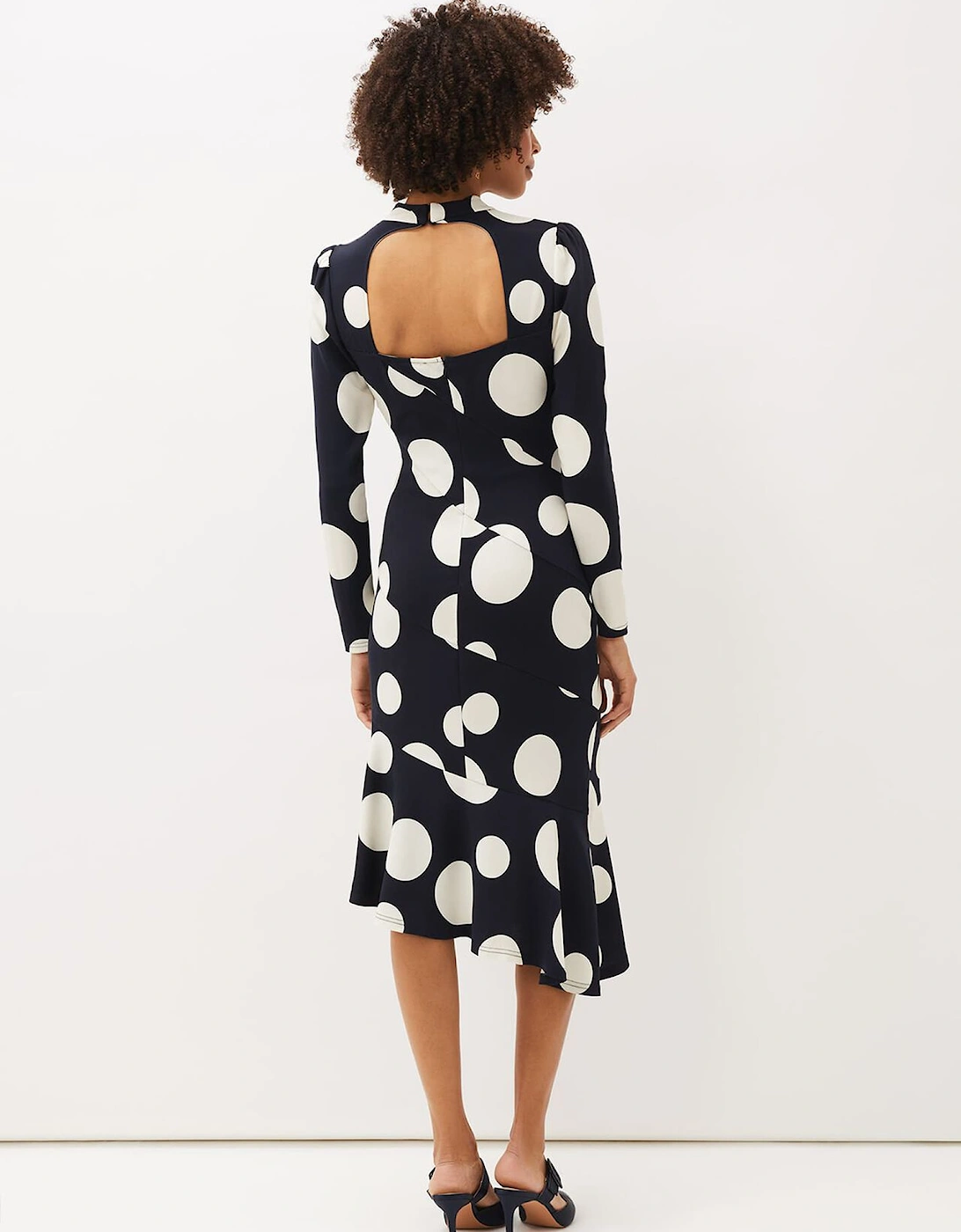 Gabi Spot Print Asymmetric Hem Dress