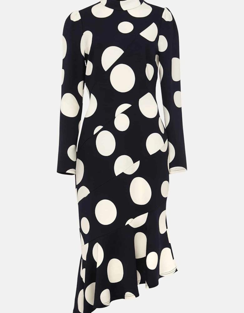 Gabi Spot Print Asymmetric Hem Dress