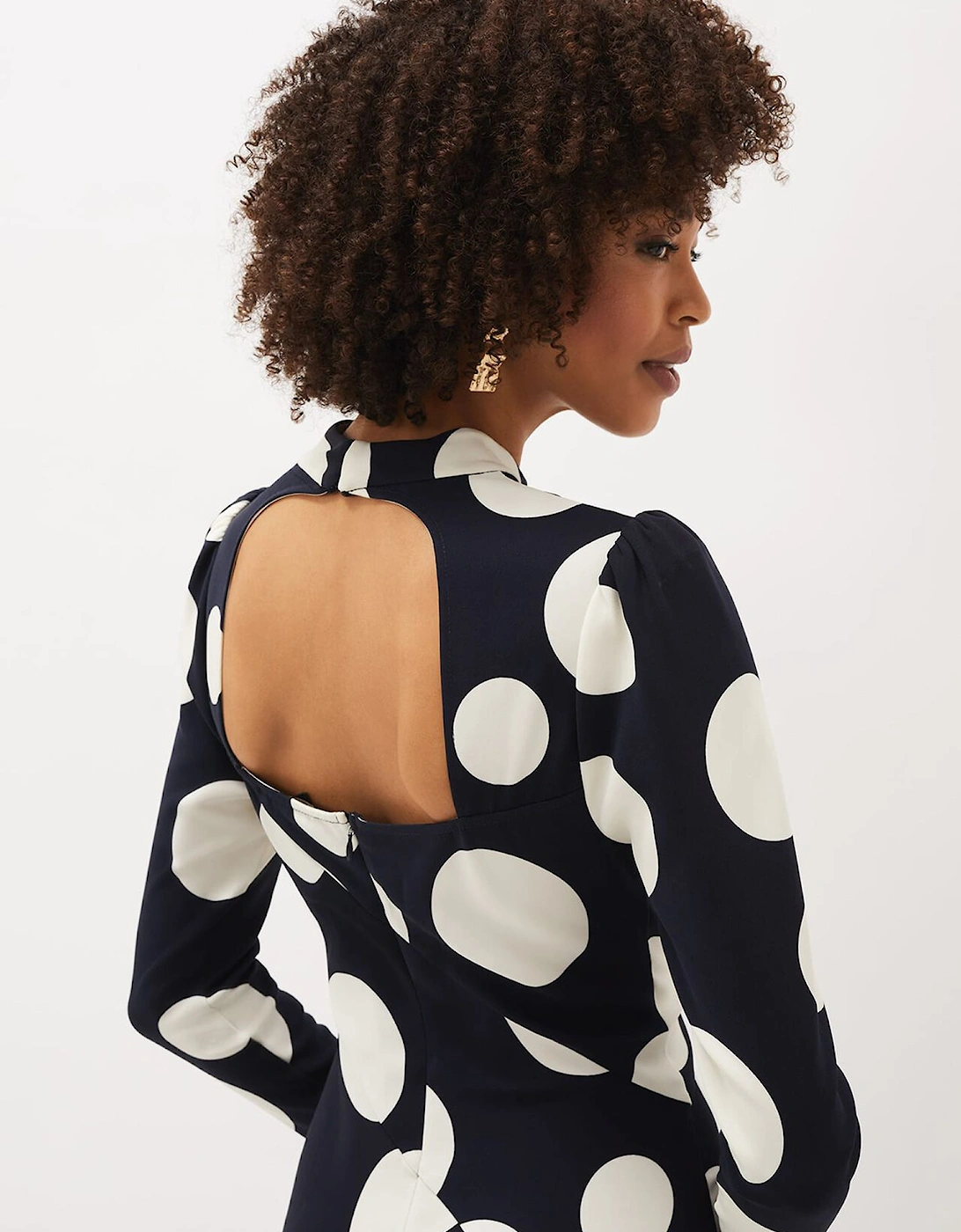 Gabi Spot Print Asymmetric Hem Dress