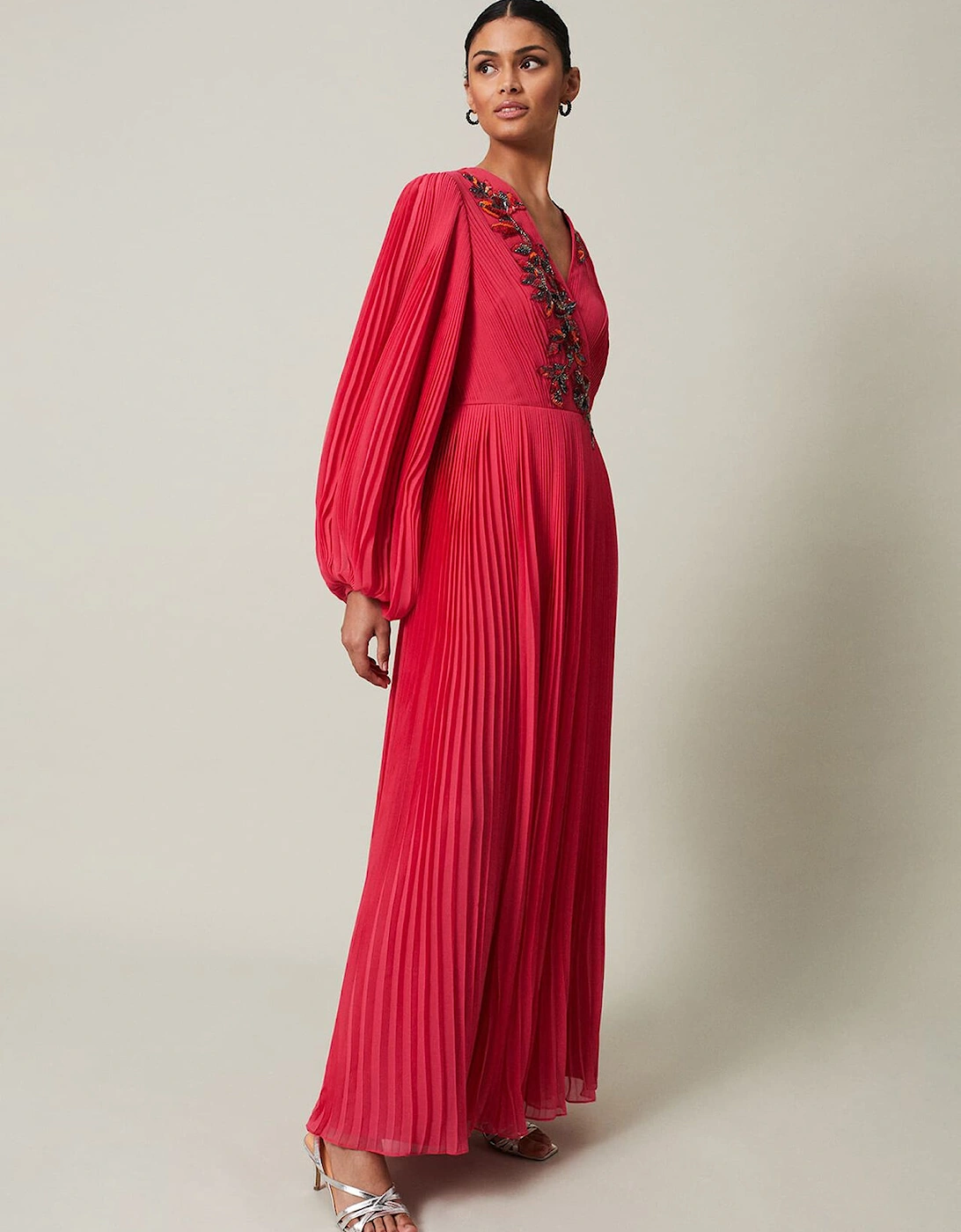 Lillian Pleated Wrap Maxi Dress