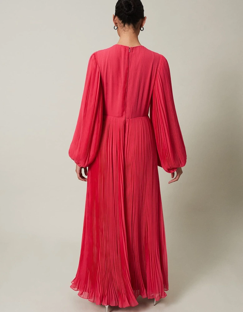 Lillian Pleated Wrap Maxi Dress