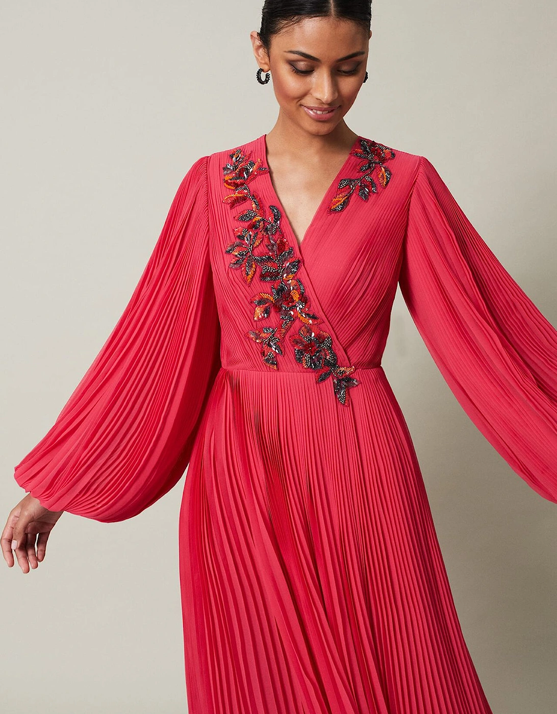 Lillian Pleated Wrap Maxi Dress