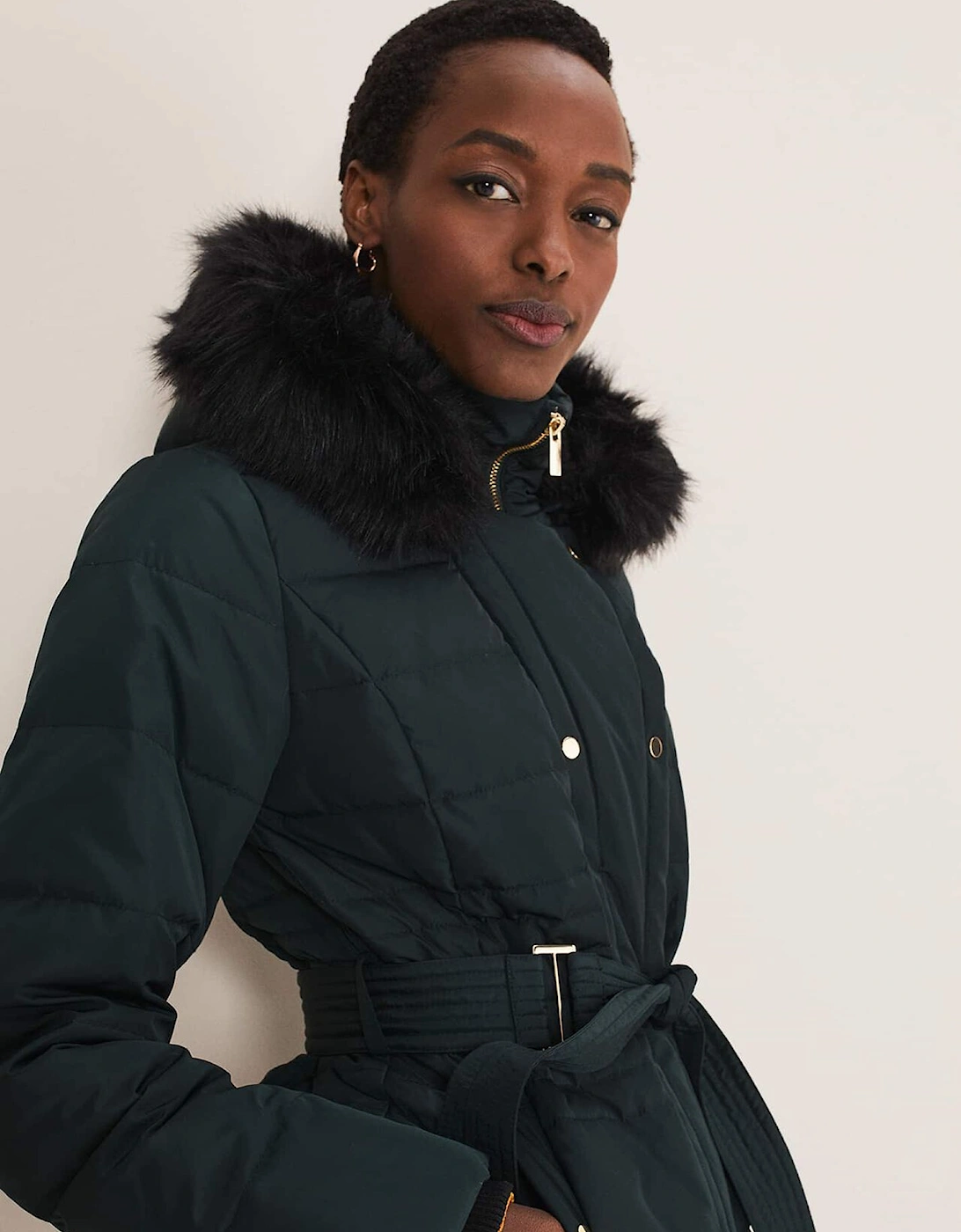 Leonor Tie Belted Short Puffer