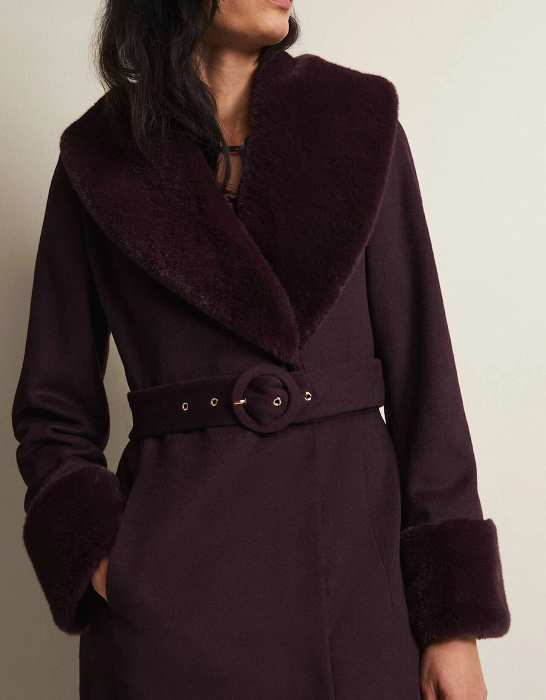 Zylah Faux Fur Collar Wool Smart Coat