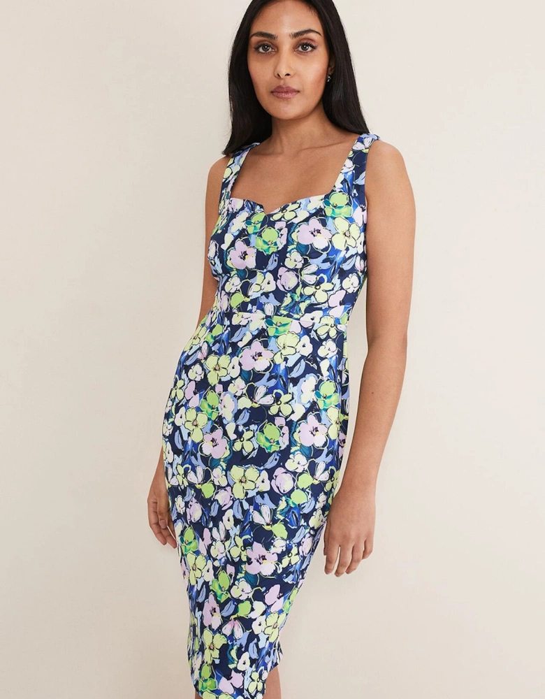 Petite Loretta Printed Scuba Dress