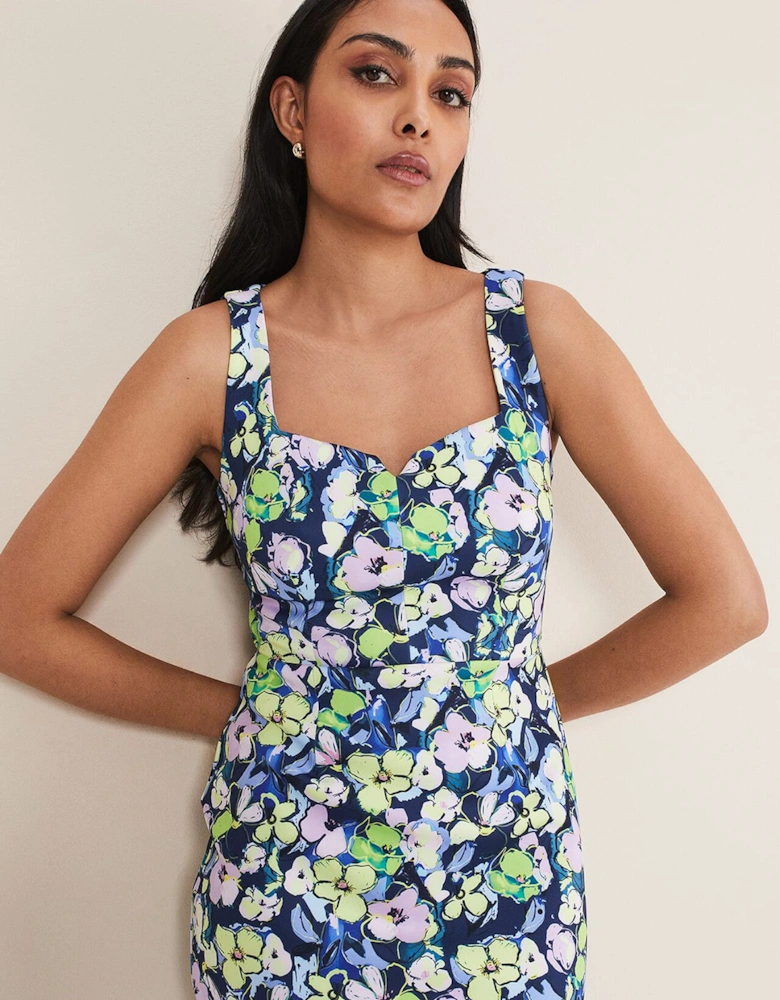 Petite Loretta Printed Scuba Dress