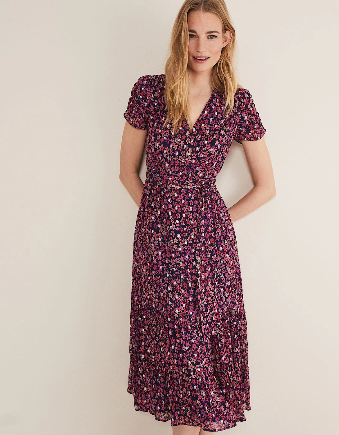 Azalea Ditsy Short Sleeve Midi Dress, 9 of 8