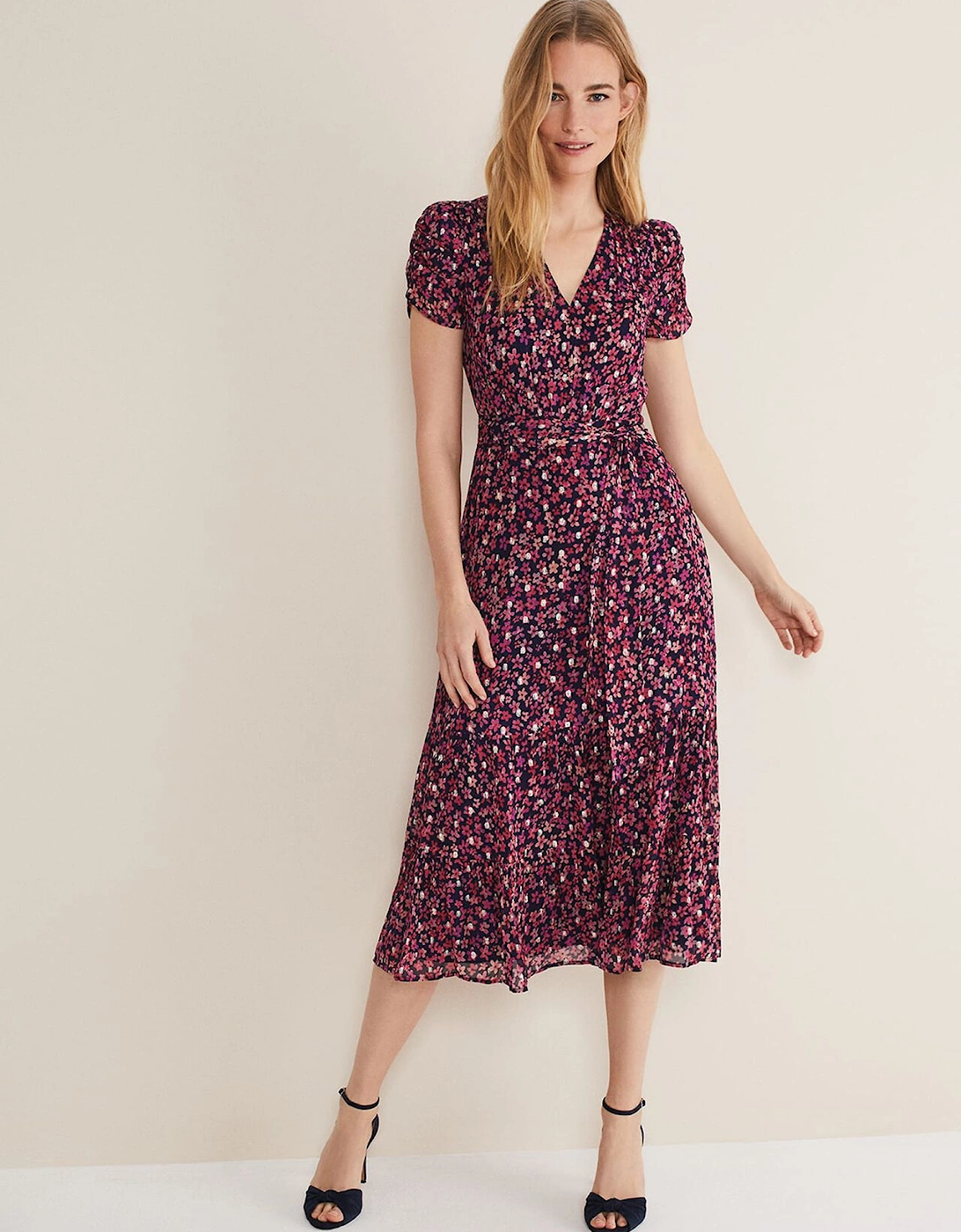 Azalea Ditsy Short Sleeve Midi Dress