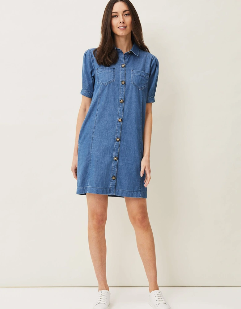 Kiah Puff Sleeve Denim Dress