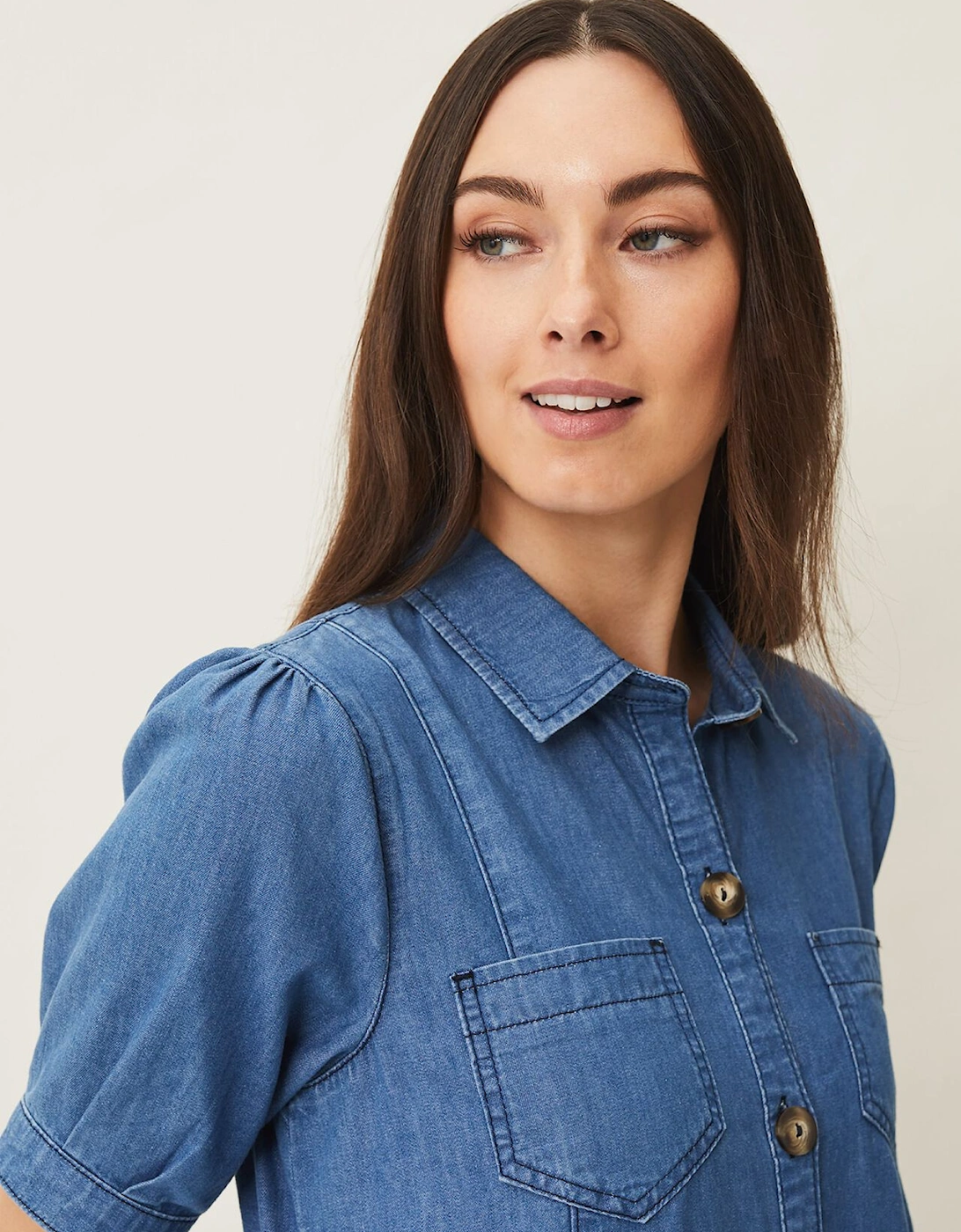 Kiah Puff Sleeve Denim Dress